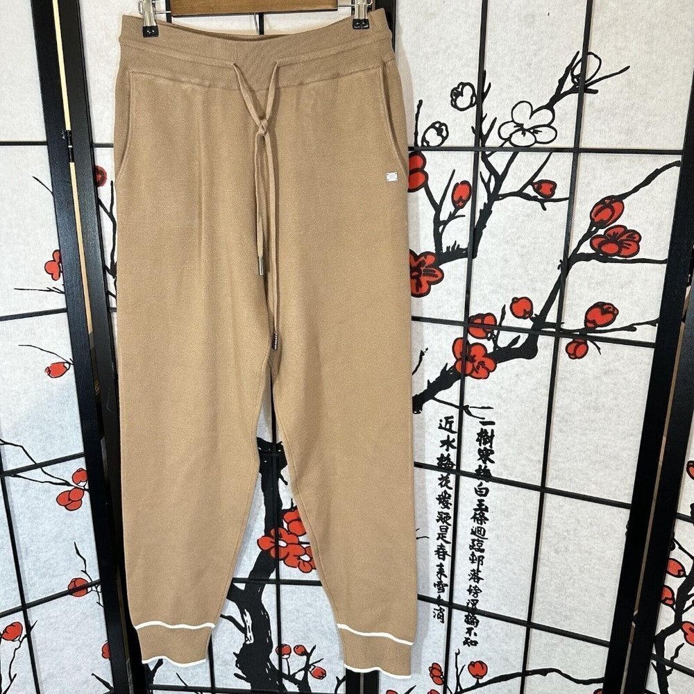 Soia & Kyo Brown Knit Sweatpants Joggers Lounge Pants Size L Pockets Thick New